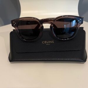Celine Brown Tortoise Round-Top Women’s Sunglasses